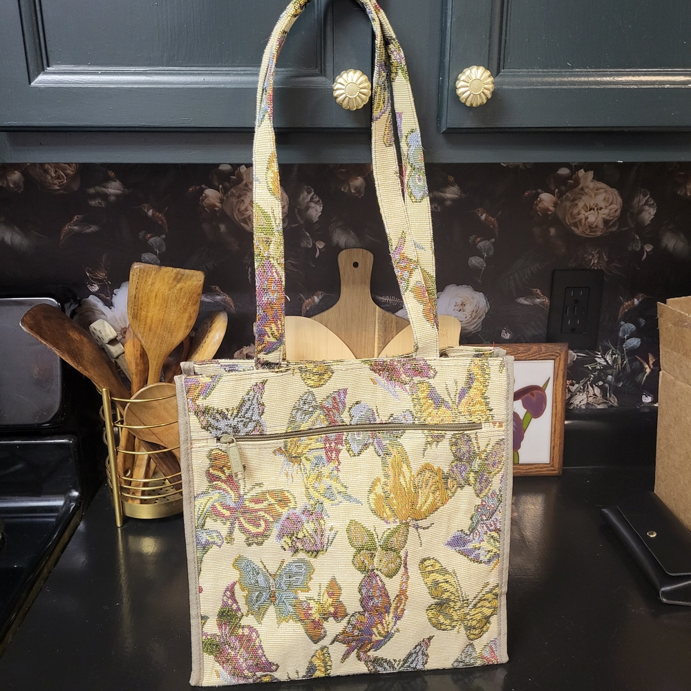 Vintage Jade Butterfly Tapestry Tote